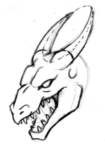 ドラゴンの描き方6：角と歯の追加