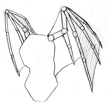 ドラゴンの描き方16-1：翼の骨組み
